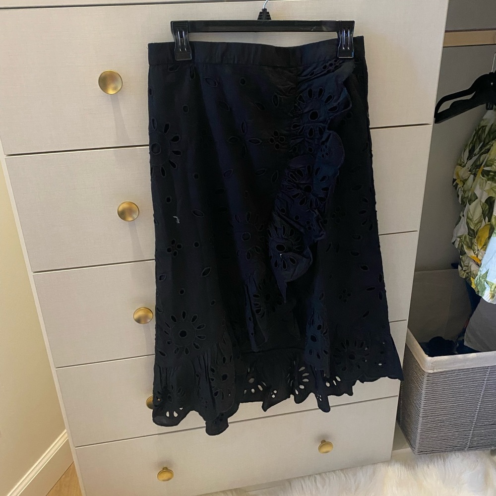 J Crew Black Eyelet Skirt